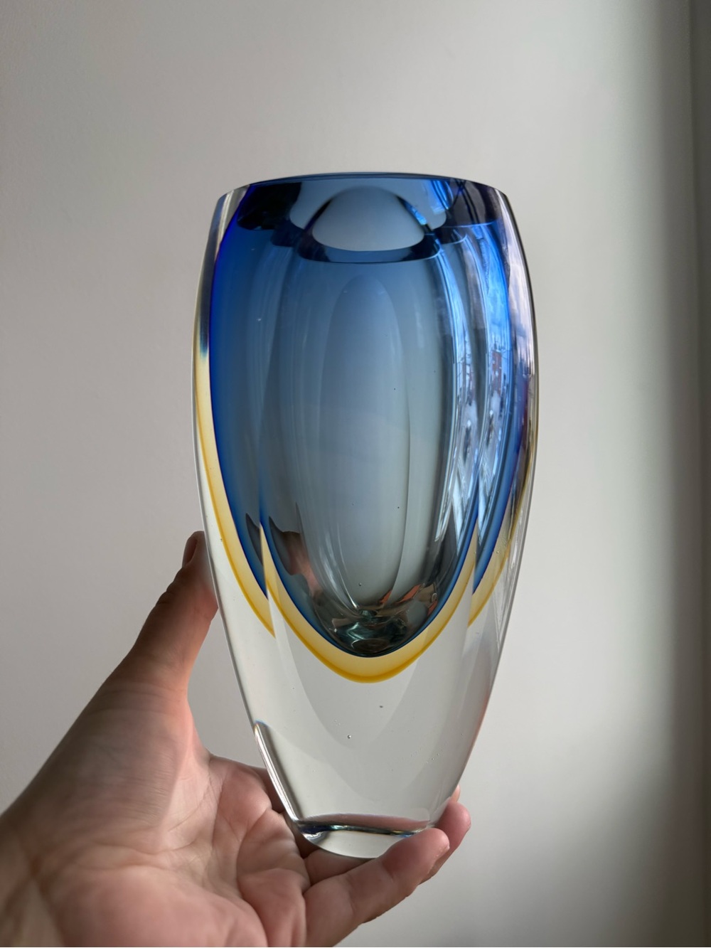 MCM 8.75" Cobalt Blue 1960s Murano Sommerso Glass Vase by Alessandro Mandruzzato